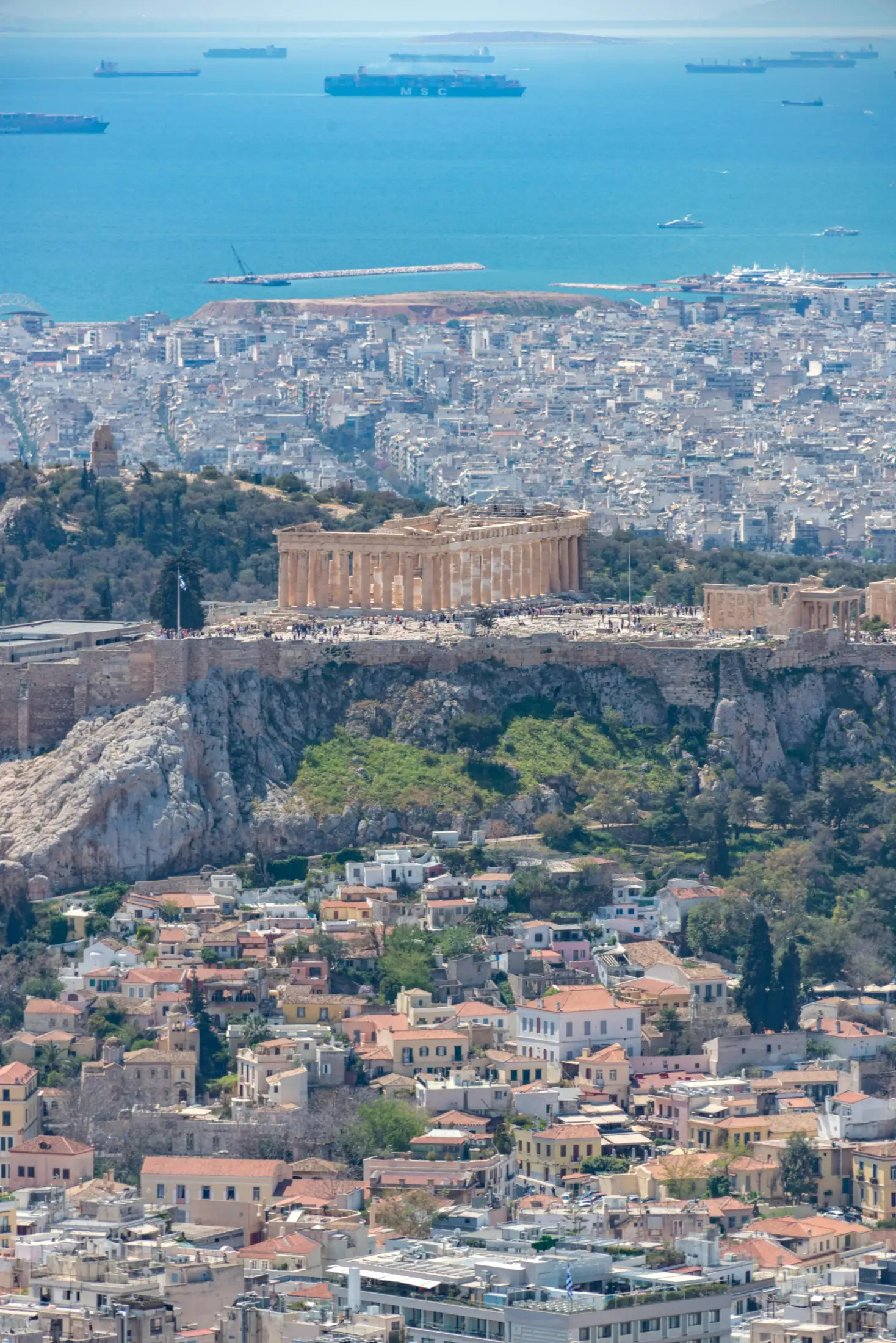 view of athens with acropolis in the middle