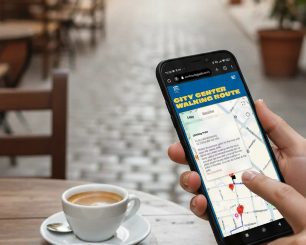 the map on a phone screen
